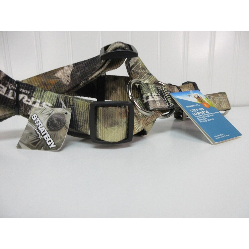 Vibrant Life Large Dog Harness Step-In Style Camo Brown Green Adjustable
